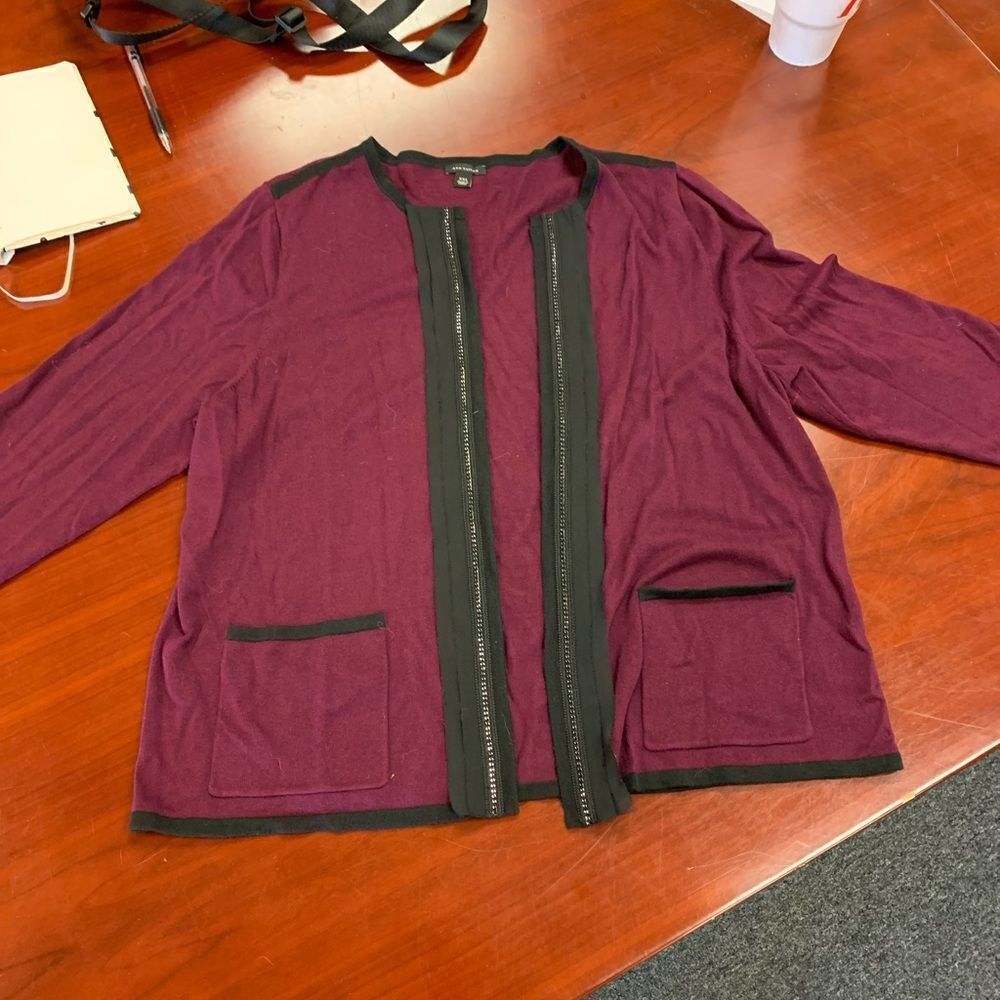 Ann Taylor Plum Open Front Cardigan XXL EUC